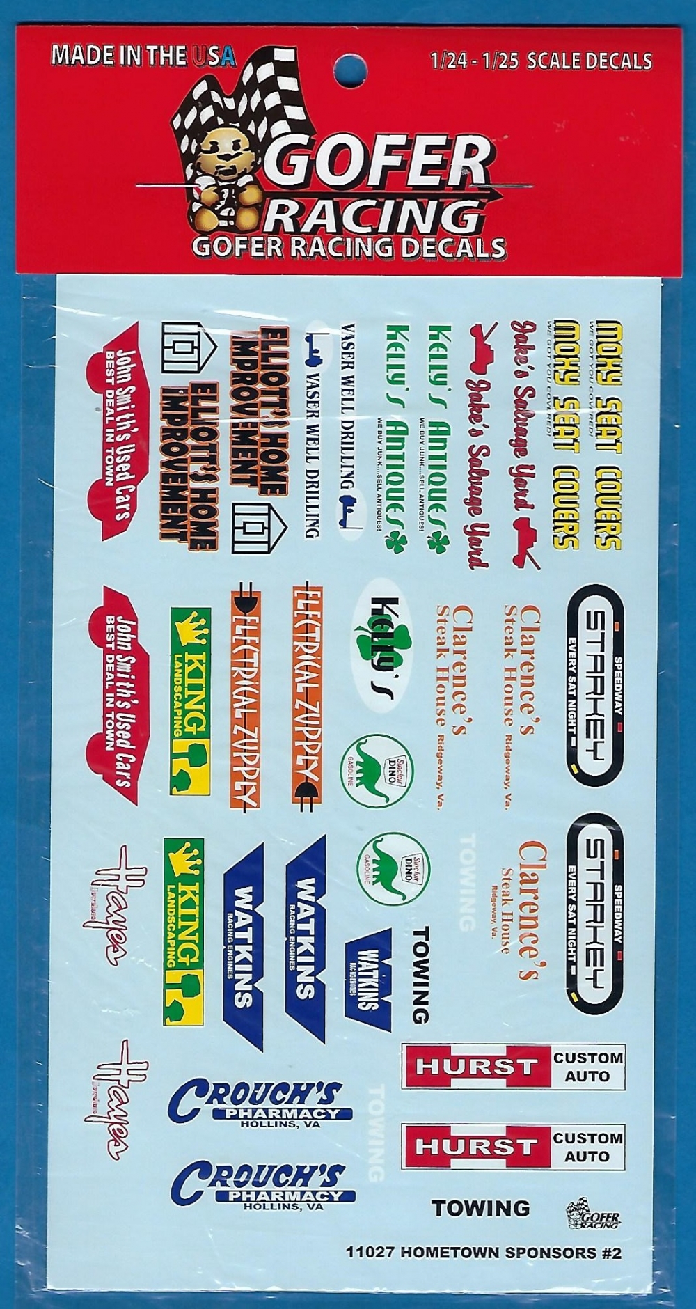 Gofer Racing Decals 1 24-1 25 Hometown Sponsor Logos Decal Sheet 11027 Gof11027 for sale online